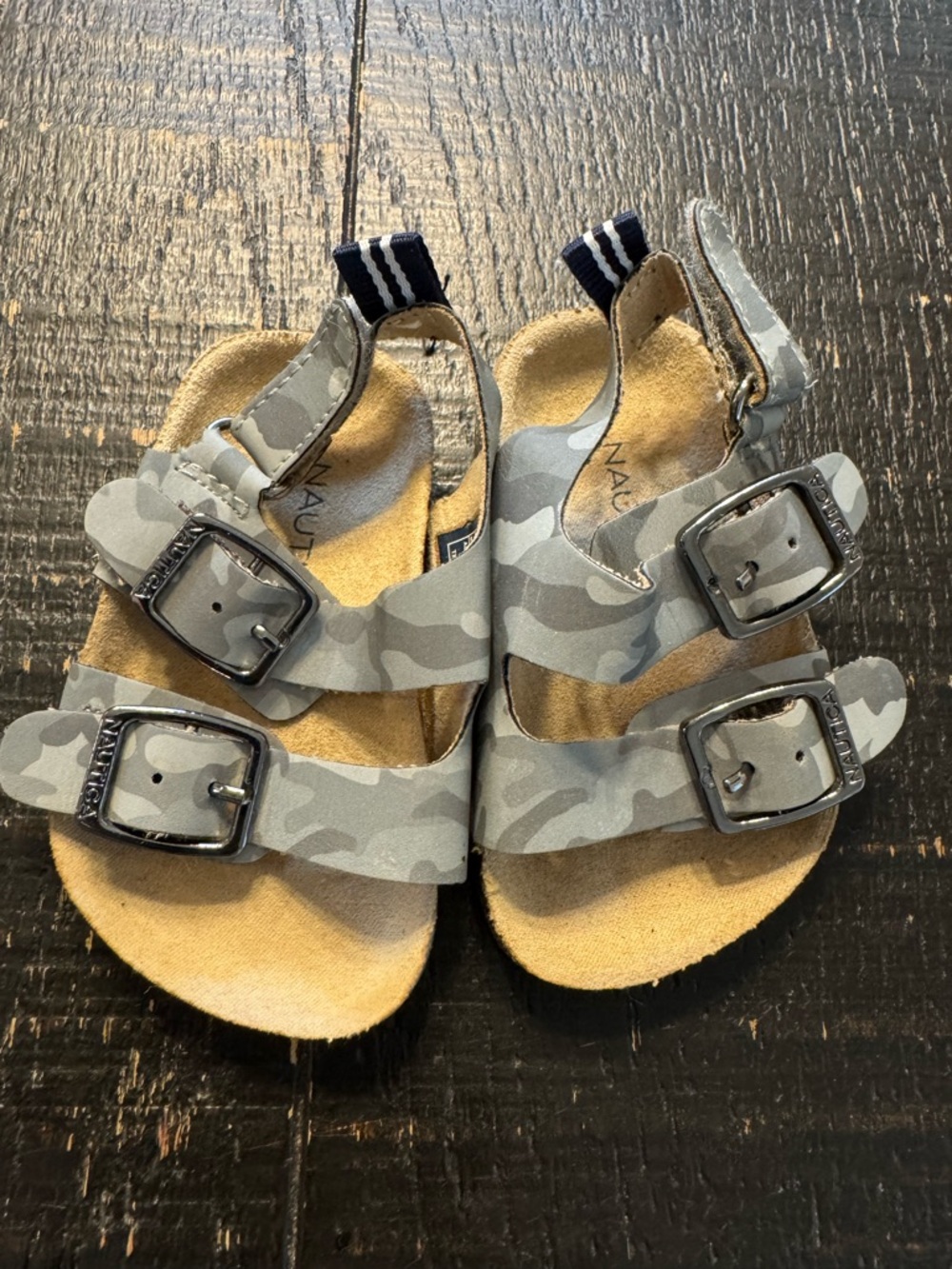 Nautica Kids Gray Camo Double-Buckle Sandals infant size 2